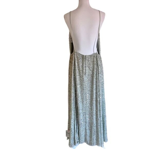 Asos Edition Embellished Cami Open Back Midi Dress Sage Green US14 NWT MSRP $297 - Picture 5 of 14